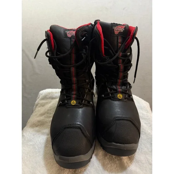 Red Wing Shoes Men's Black Insulated D30 Work Boots Size 9 Lace Up NWT